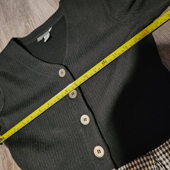 Vintage 90s officecore elegant black & grey houndstooth teacher secretary dress - Picture 9 of 14